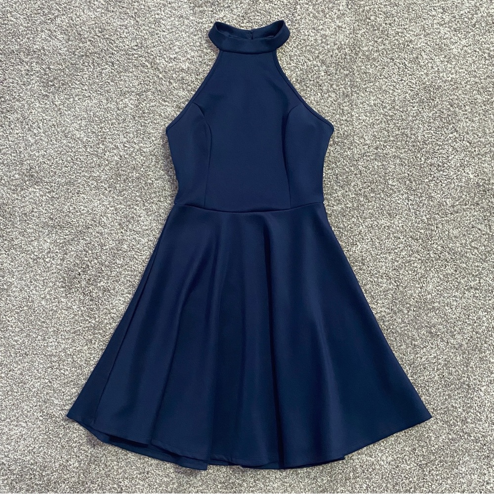 Blue Halter Neck Dress